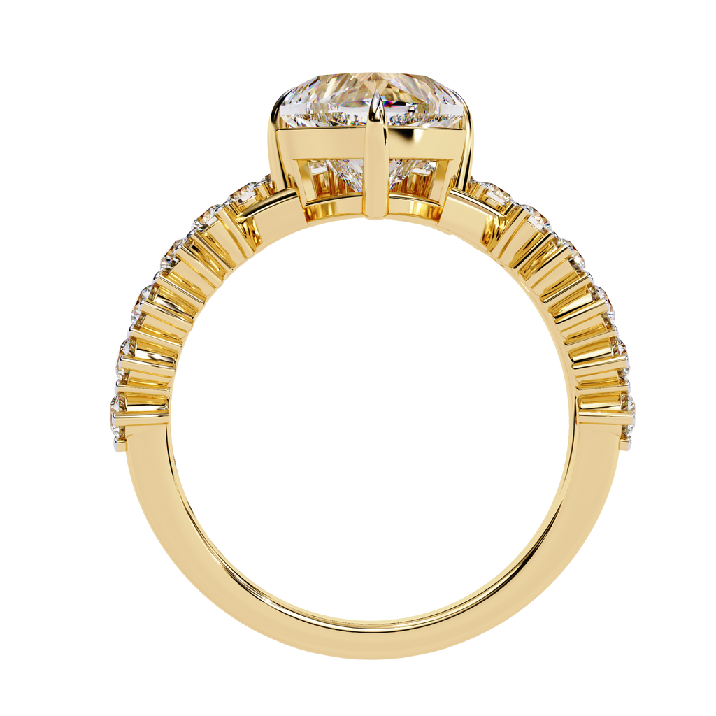 Heart Cut Diamond Bridal Ring– Split Shank Criss Cross Engagement Ring– 2.11 CT Heart Diamond with Round Accents– Lustraa’s Criss Cross Ring