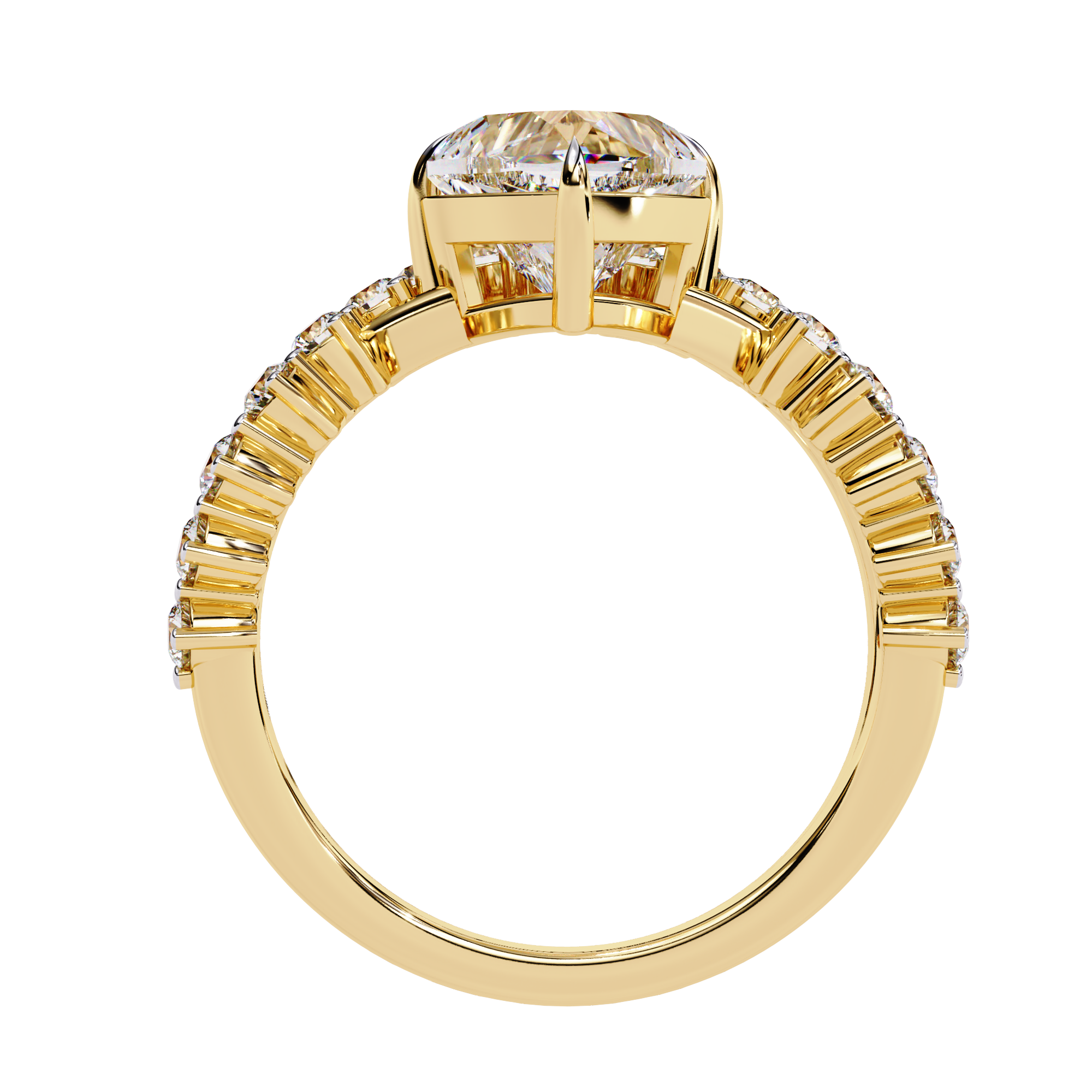 Heart Cut Diamond Bridal Ring– Split Shank Criss Cross Engagement Ring– 2.11 CT Heart Diamond with Round Accents– Lustraa’s Criss Cross Ring