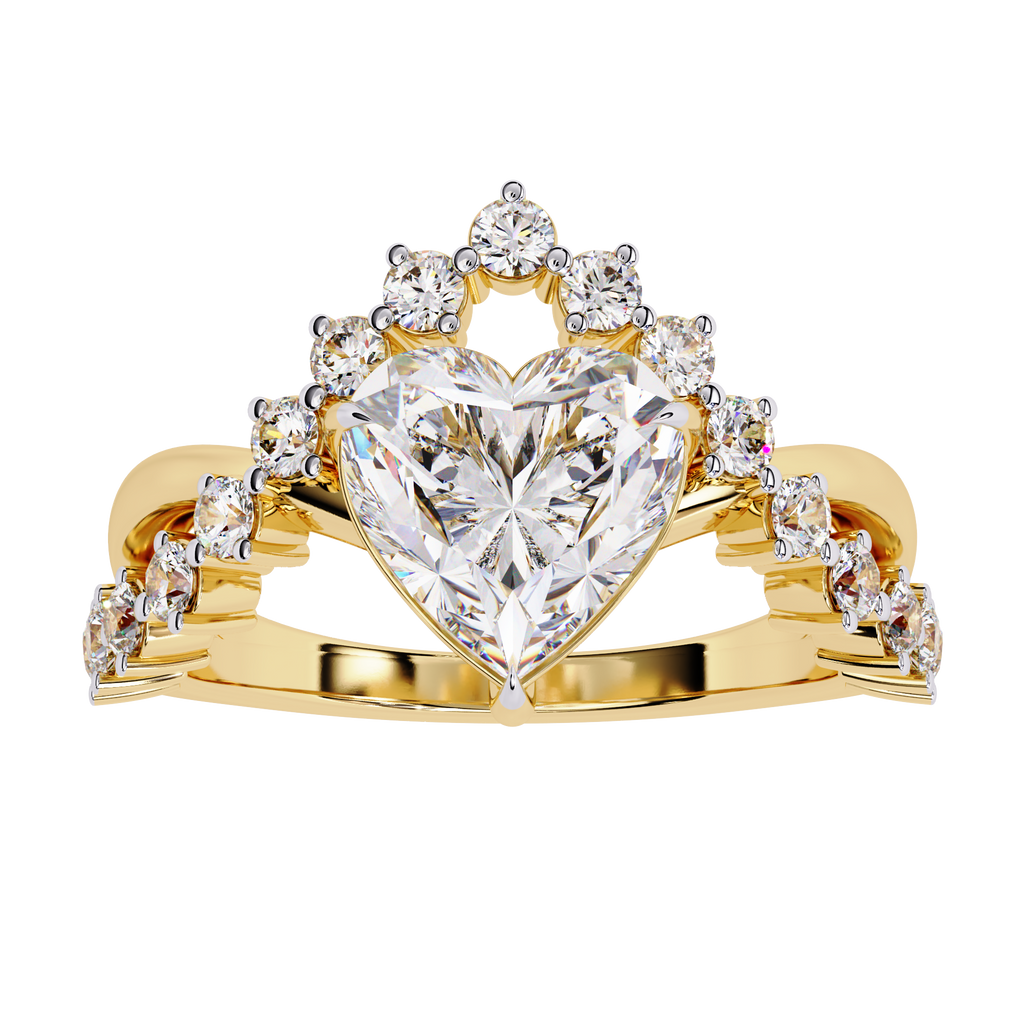Heart Cut Diamond Bridal Ring– Split Shank Criss Cross Engagement Ring– 2.11 CT Heart Diamond with Round Accents– Lustraa’s Criss Cross Ring