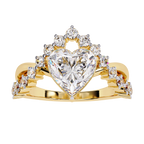 Heart Cut Diamond Bridal Ring– Split Shank Criss Cross Engagement Ring– 2.11 CT Heart Diamond with Round Accents– Lustraa’s Criss Cross Ring