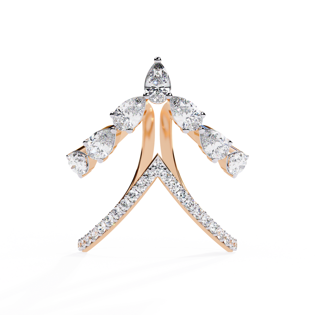 Dual Butterfly Lab Grown Diamond Ring – Pear & Round Diamond Open Crossover Statement Ring - Unique Cocktail Jewelry – Lustraa’s Butterfly