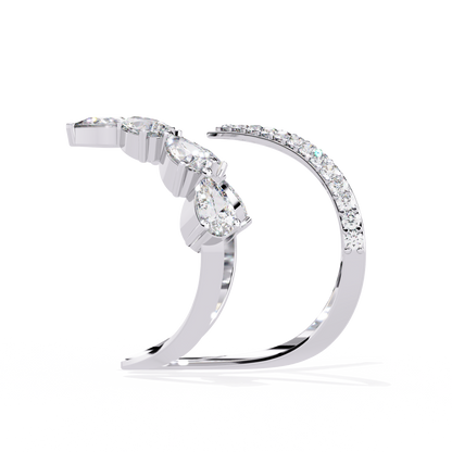Dual Butterfly Diamond Ring - Lab Grown Diamond Statement Ring– Pear & Round Diamond Open Crossover Statement Design – Lustraa’s Butterfly Ring