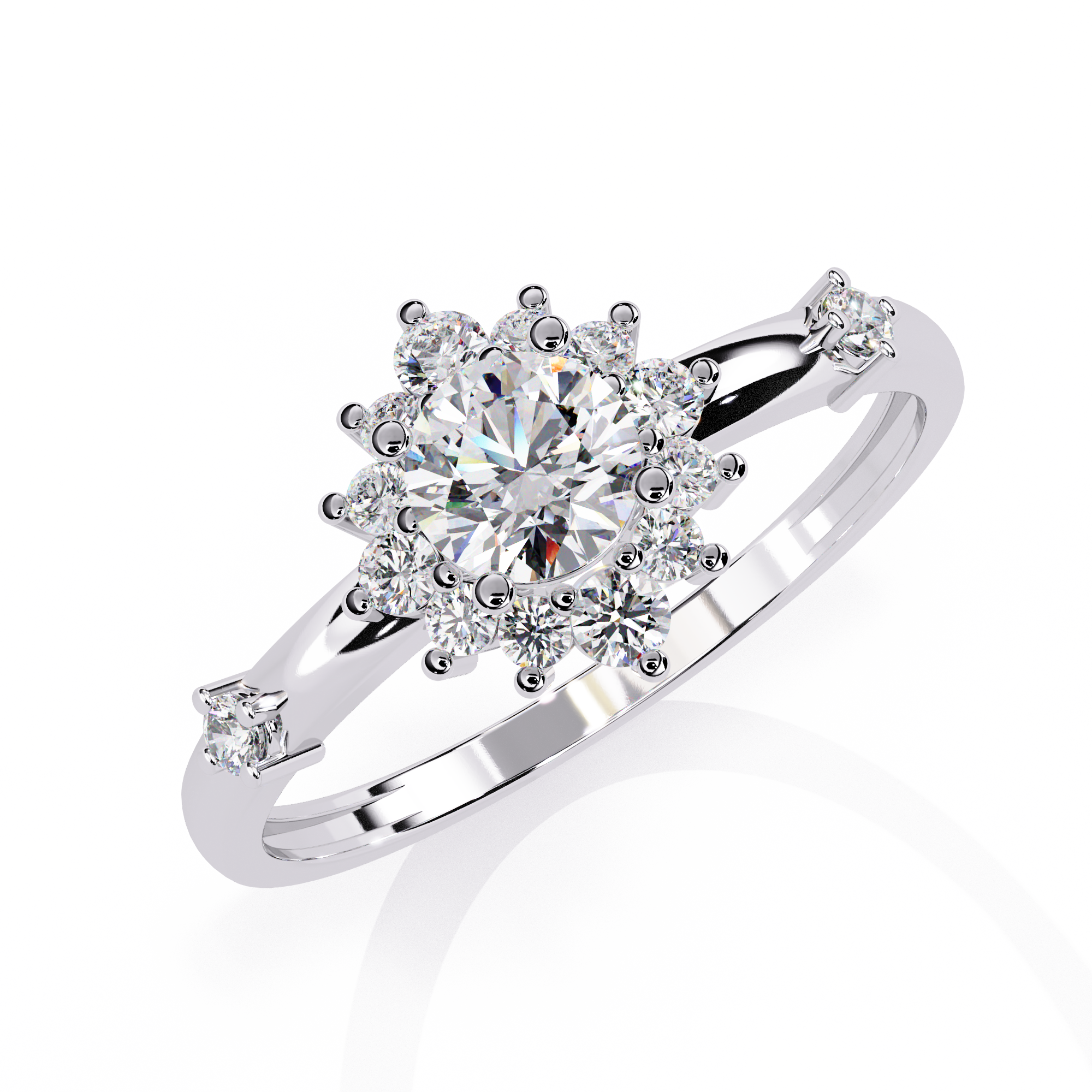 Round Cut Halo Engagement Ring – 3.31 Ct Lab Grown Diamond with Pear & Round Accents – Classic Diamond Halo Ring– Lustraa’s Halo Ring