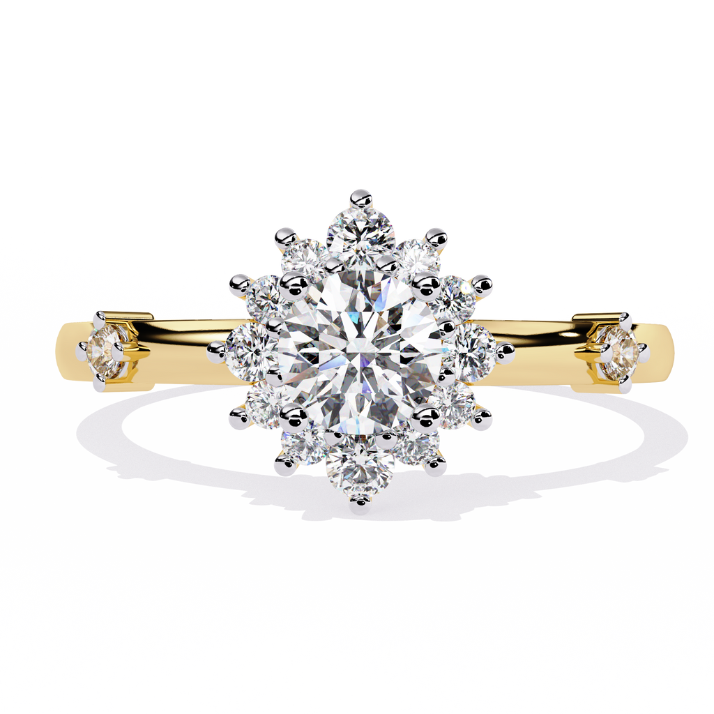 Round Cut Halo Engagement Ring – 3.31 Ct Lab Grown Diamond with Pear & Round Accents – Classic Diamond Halo Ring– Lustraa’s Halo Ring