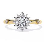 Round Cut Halo Engagement Ring – 3.31 Ct Lab Grown Diamond with Pear & Round Accents – Classic Diamond Halo Ring– Lustraa’s Halo Ring