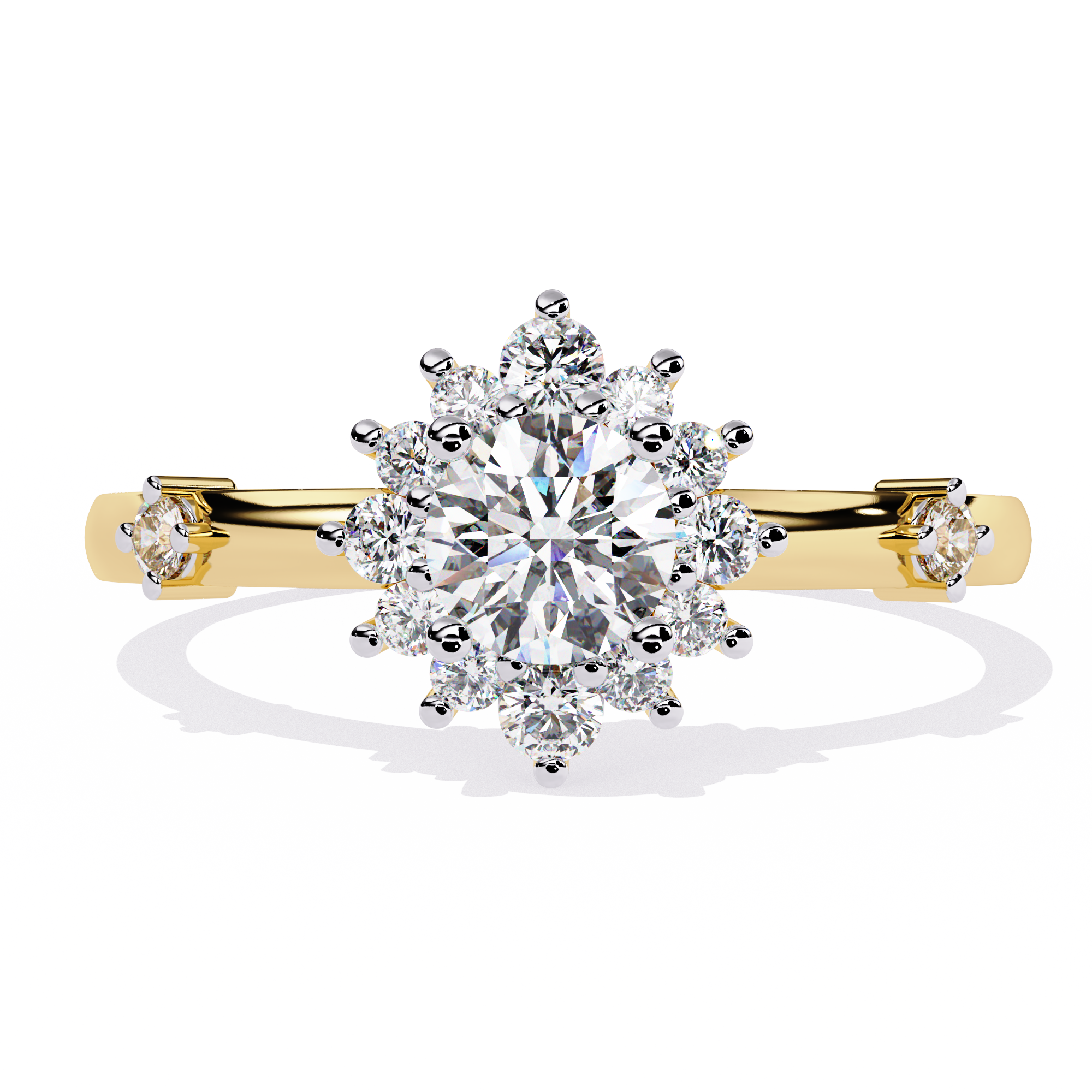 Round Cut Halo Engagement Ring – 3.31 Ct Lab Grown Diamond with Pear & Round Accents – Classic Diamond Halo Ring– Lustraa’s Halo Ring