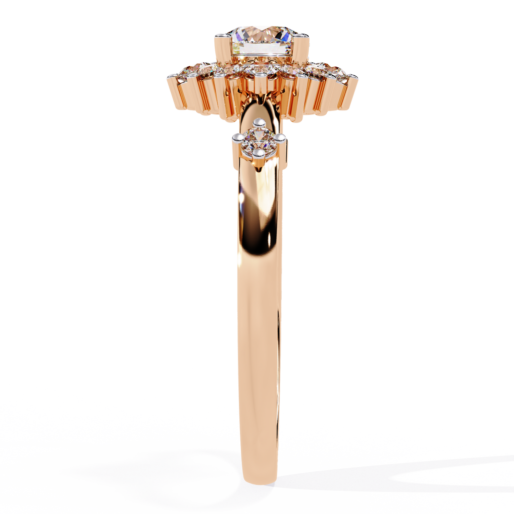 Round Cut Halo Engagement Ring – 3.31 Ct Lab Grown Diamond with Pear & Round Accents – Classic Diamond Halo Ring– Lustraa’s Halo Ring