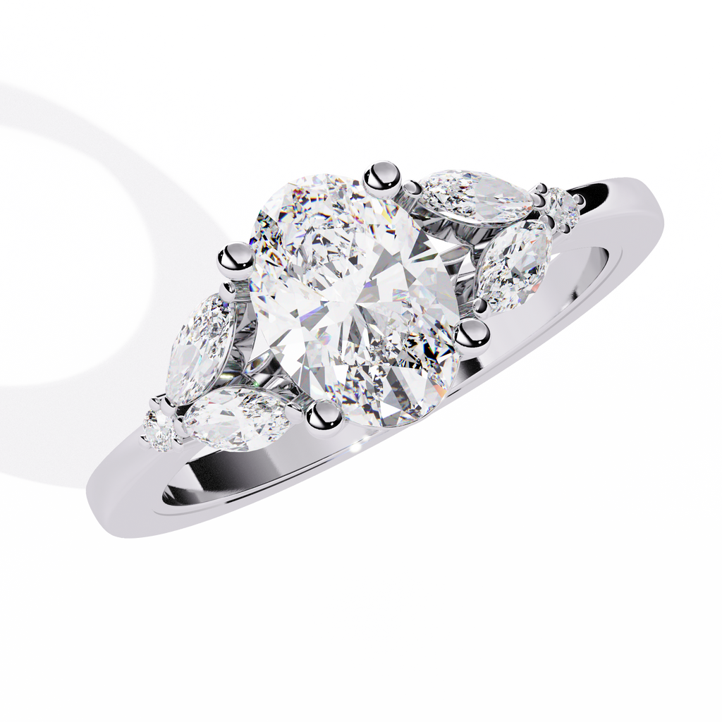Timeless Oval Diamond Engagement Ring – Classic Three Stone Lab Grown Diamond Ring, Dainty Bridal Ring, Oval Cut Promise Ring – Lustraa’s Multi-Stone Ring