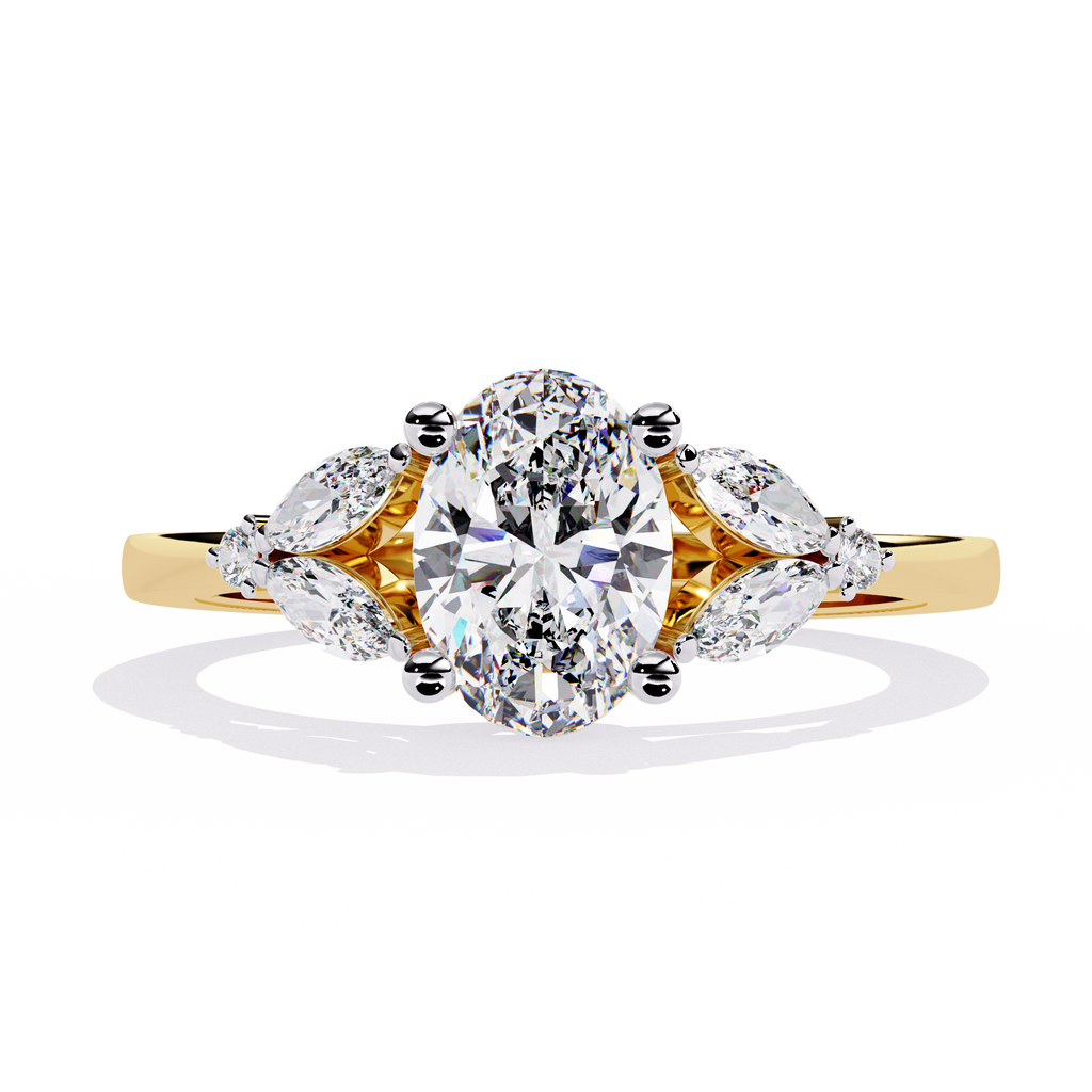 Timeless Oval Diamond Engagement Ring – Classic Three Stone Lab Grown Diamond Ring, Dainty Bridal Ring, Oval Cut Promise Ring – Lustraa’s Multi-Stone Ring