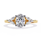 Timeless Oval Diamond Engagement Ring – Classic Three Stone Lab Grown Diamond Ring, Dainty Bridal Ring, Oval Cut Promise Ring – Lustraa’s Multi-Stone Ring