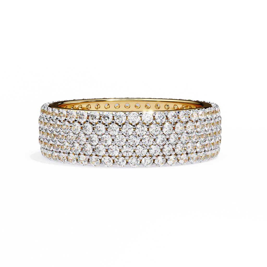 Pavé Diamond Wide Band Ring –  Round Cut Multi-Row Diamond Dome Ring –  Statement Anniversary Jewelry– Lustraa’s Pave Ring