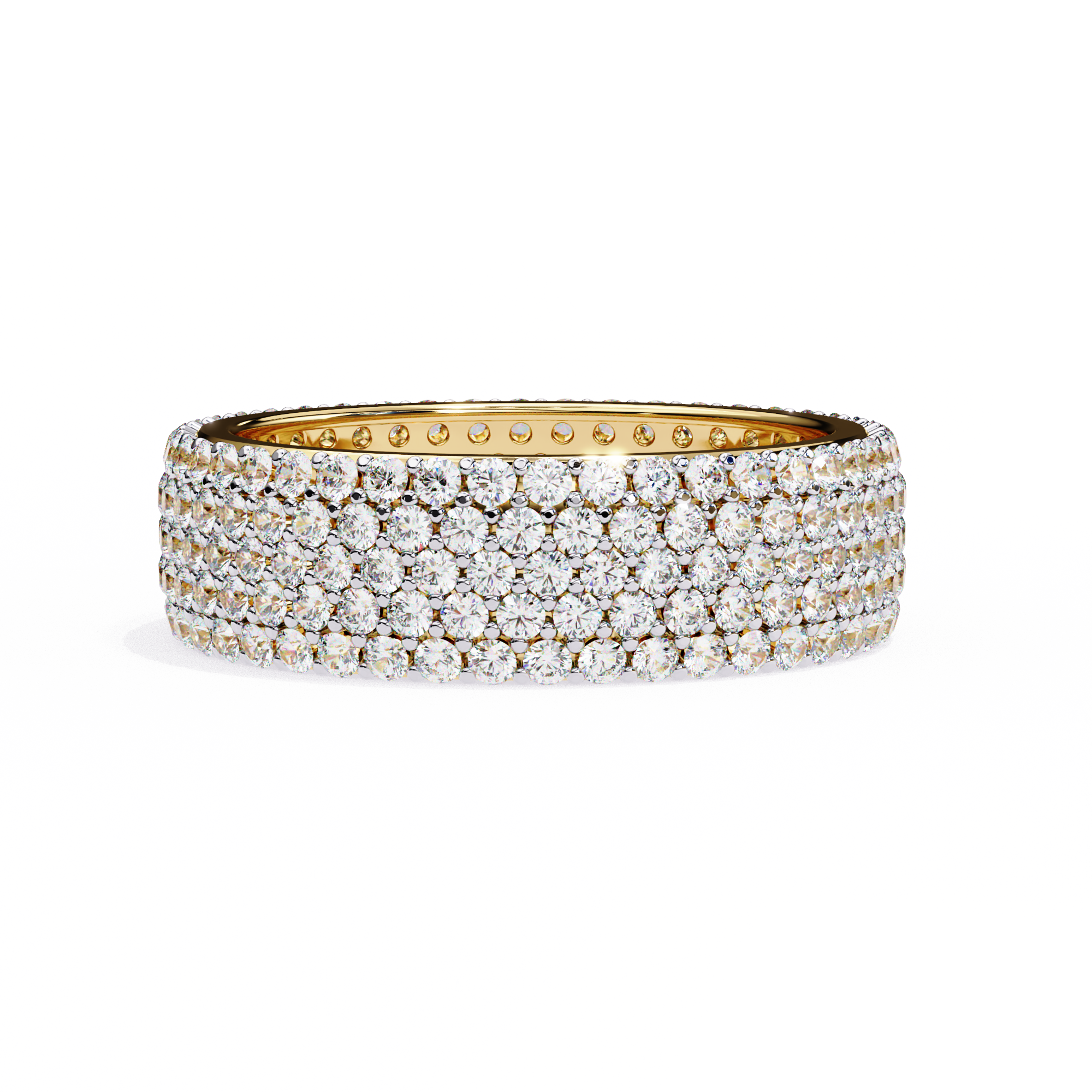 Pavé Diamond Wide Band Ring –  Round Cut Multi-Row Diamond Dome Ring –  Statement Anniversary Jewelry– Lustraa’s Pave Ring