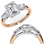 Emerald Cut Lab Grown Diamond Engagement Ring – 2.27 CT Three Stone Bridal Ring with Baguette Side Diamonds - Lustraa’s Three Stone Ring