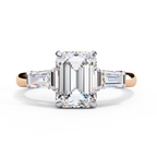 Emerald Cut Lab Grown Diamond Engagement Ring – 2.27 CT Three Stone Bridal Ring with Baguette Side Diamonds - Lustraa’s Three Stone Ring