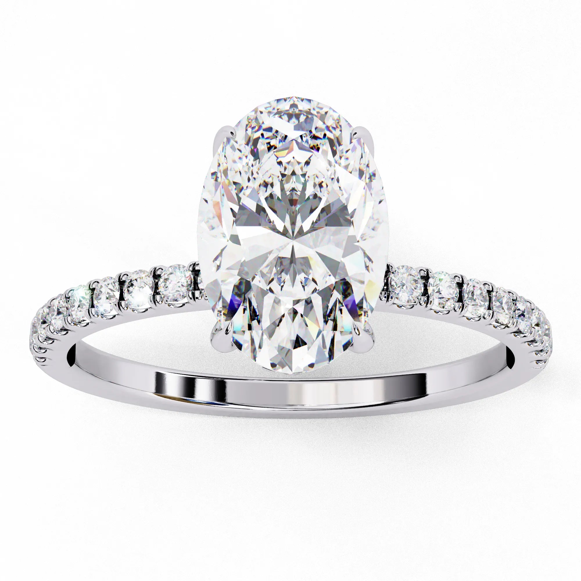 1 Ct Oval Hidden Halo Diamond Engagement Ring