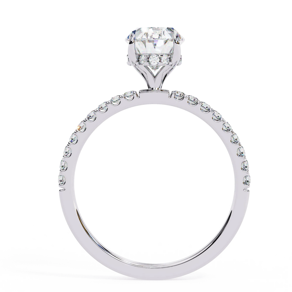 1 Ct Oval Hidden Halo Diamond Engagement Ring