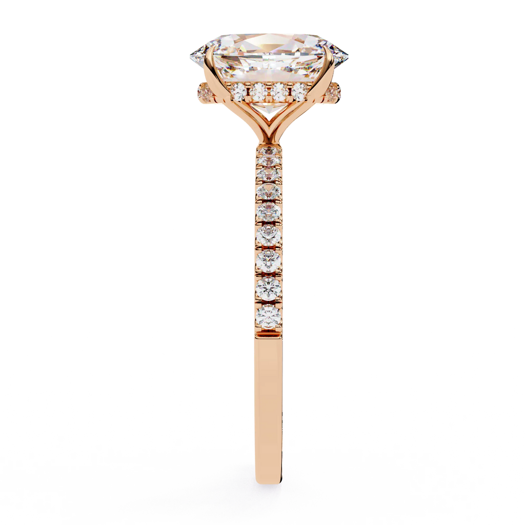 1 Ct Oval Hidden Halo Diamond Engagement Ring