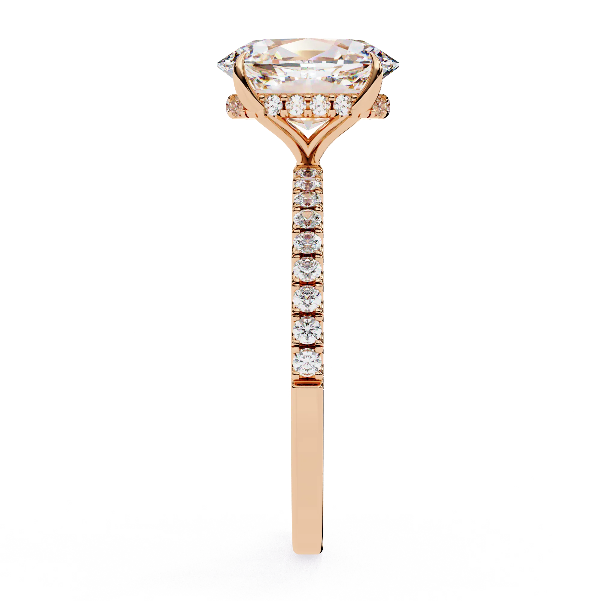 1 Ct Oval Hidden Halo Diamond Engagement Ring