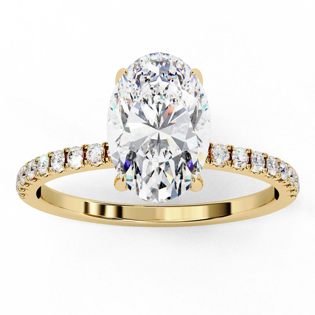 1 Ct Oval Hidden Halo Diamond Engagement Ring
