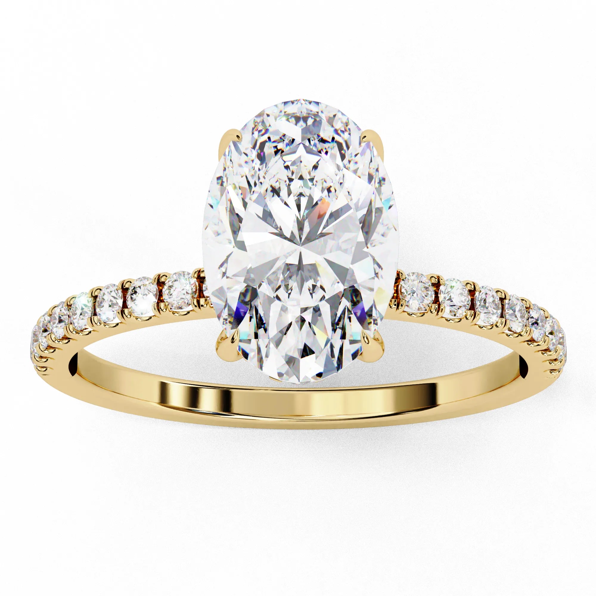 1 Ct Oval Hidden Halo Diamond Engagement Ring