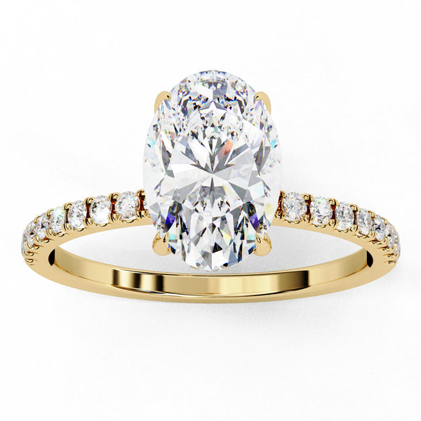 1 Ct Oval Hidden Halo Diamond Engagement Ring