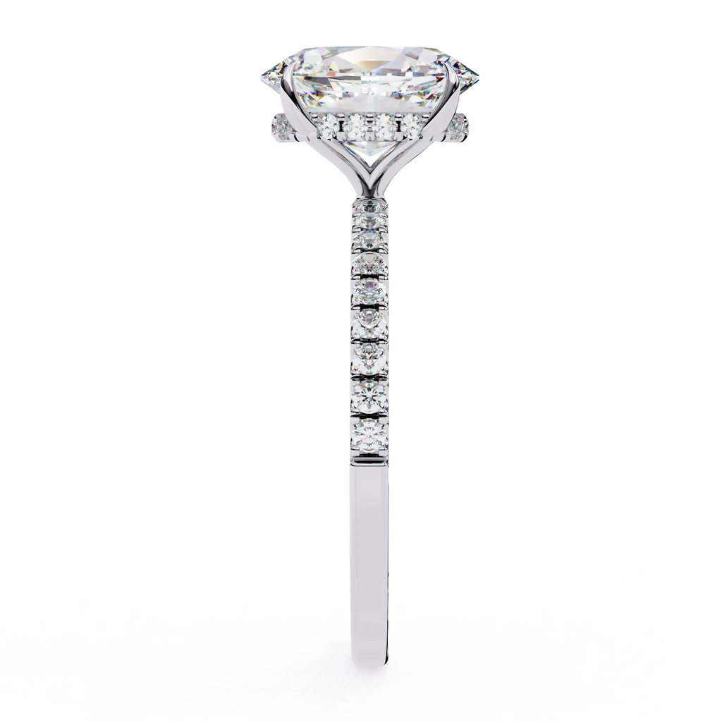1 Ct Oval Hidden Halo Diamond Engagement Ring