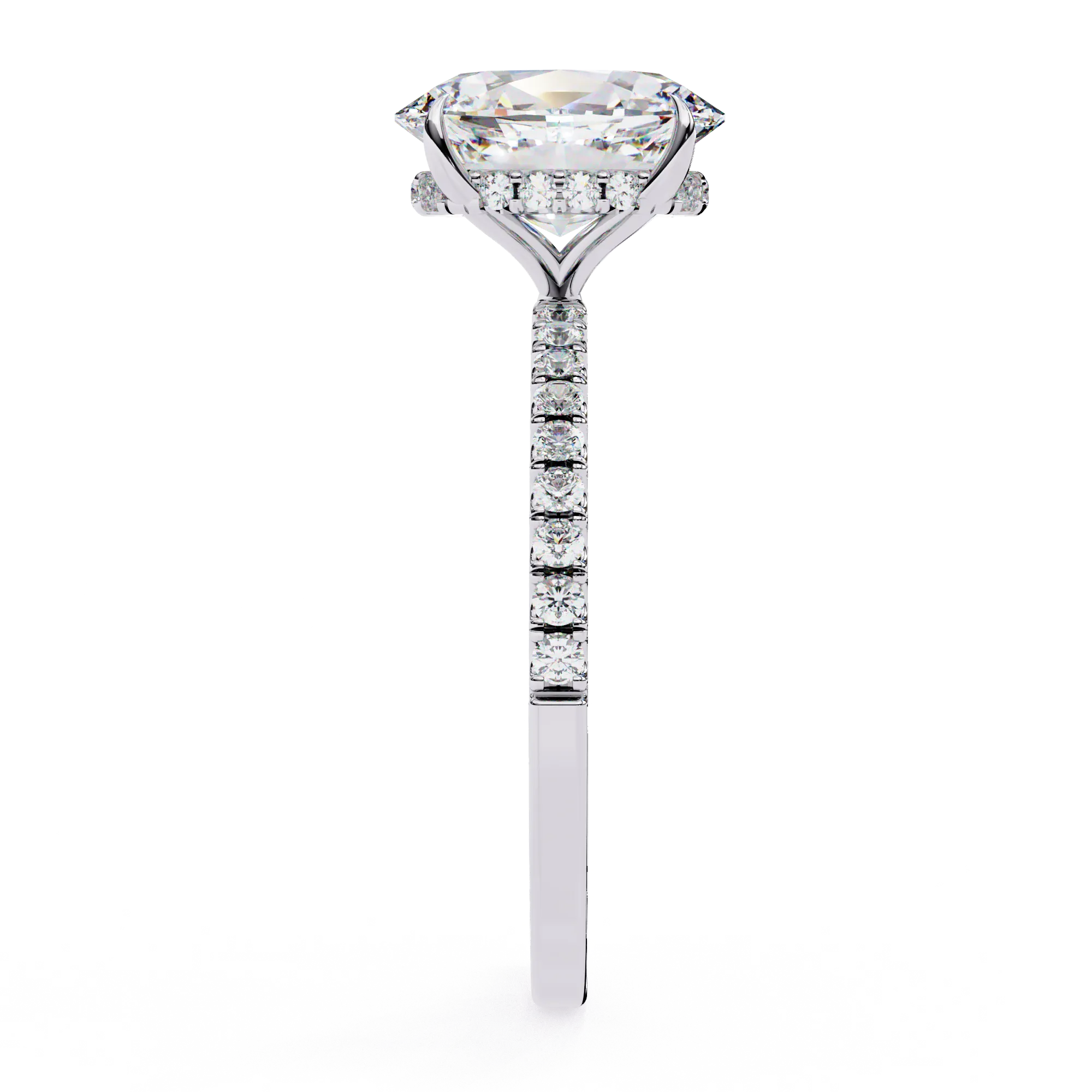 1 Ct Oval Hidden Halo Diamond Engagement Ring