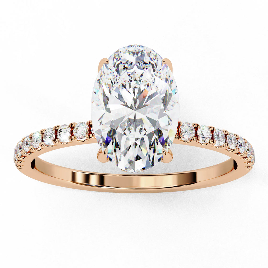 1 Ct Oval Hidden Halo Diamond Engagement Ring