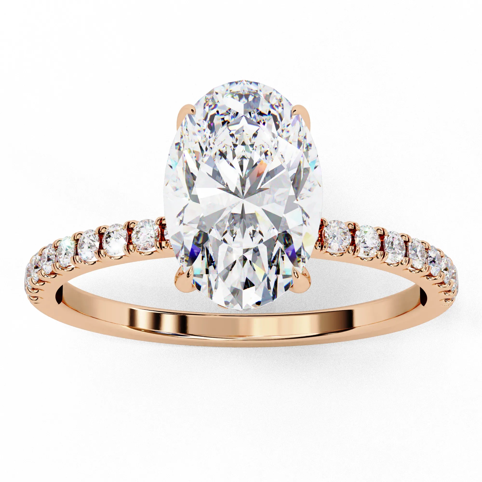 1 Ct Oval Hidden Halo Diamond Engagement Ring
