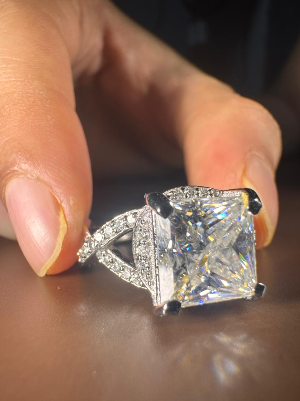 Princess Cut Split Shank Engagement Ring – Criss Cross Diamond Bridal Set – Luxury Statement Wedding Jewelry – Lustraa’s Criss Cross Ring