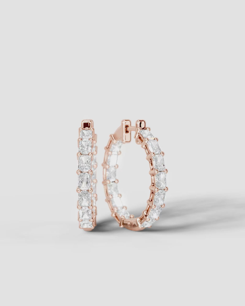 Lab Grown Diamond Radiant Full Circle Hoop Earrings