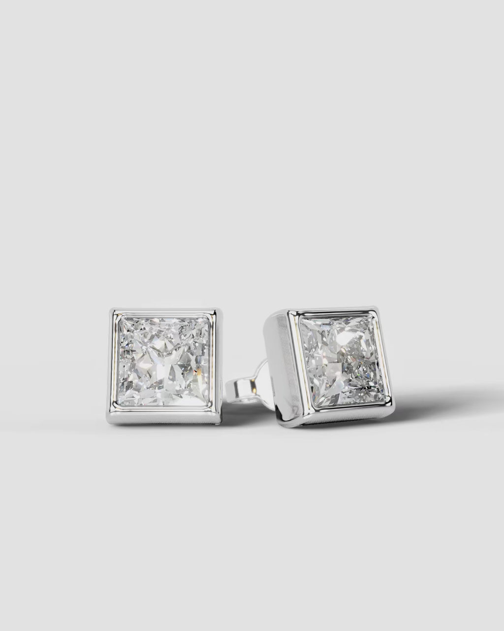 Lab Grown Diamond Sharp Square Bezel Earrings