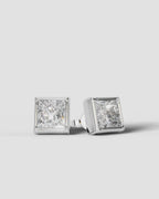 Lab Grown Diamond Sharp Square Bezel Earrings