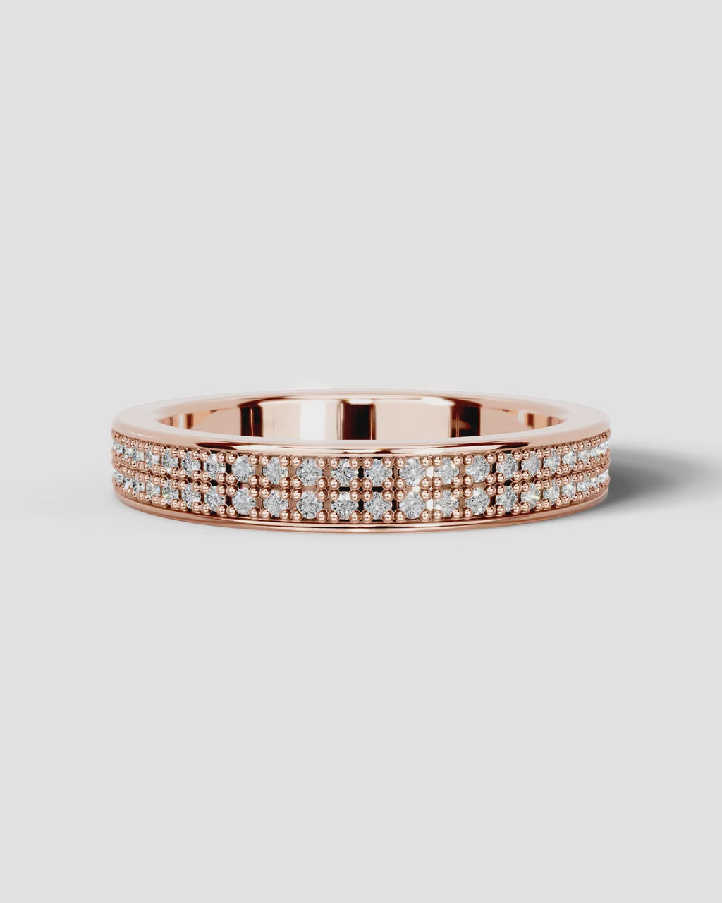 Lab Grown Diamond Classic Double Row Round Cut Prong Set Ring