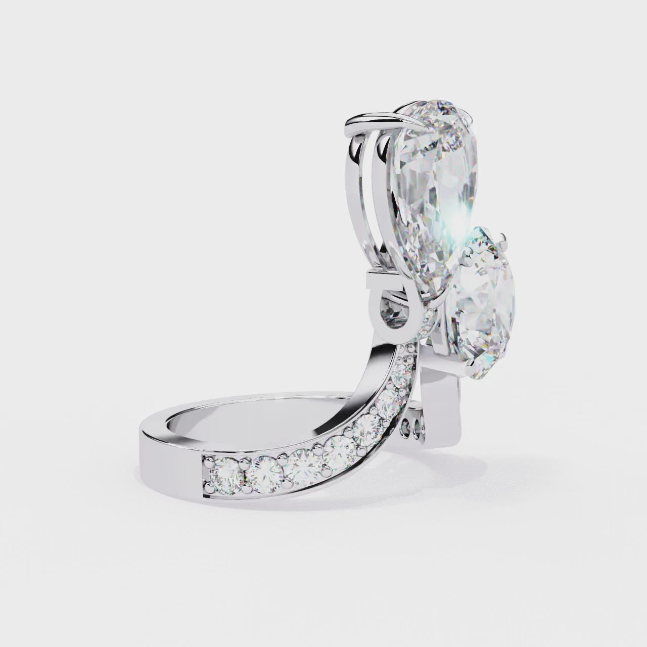 Two Stone Diamond Ring | Pear and Round Cut Toi et Moi Ring | Lab Grown Diamond Engagement Ring | Lustraa’s Toi et Moi Ring