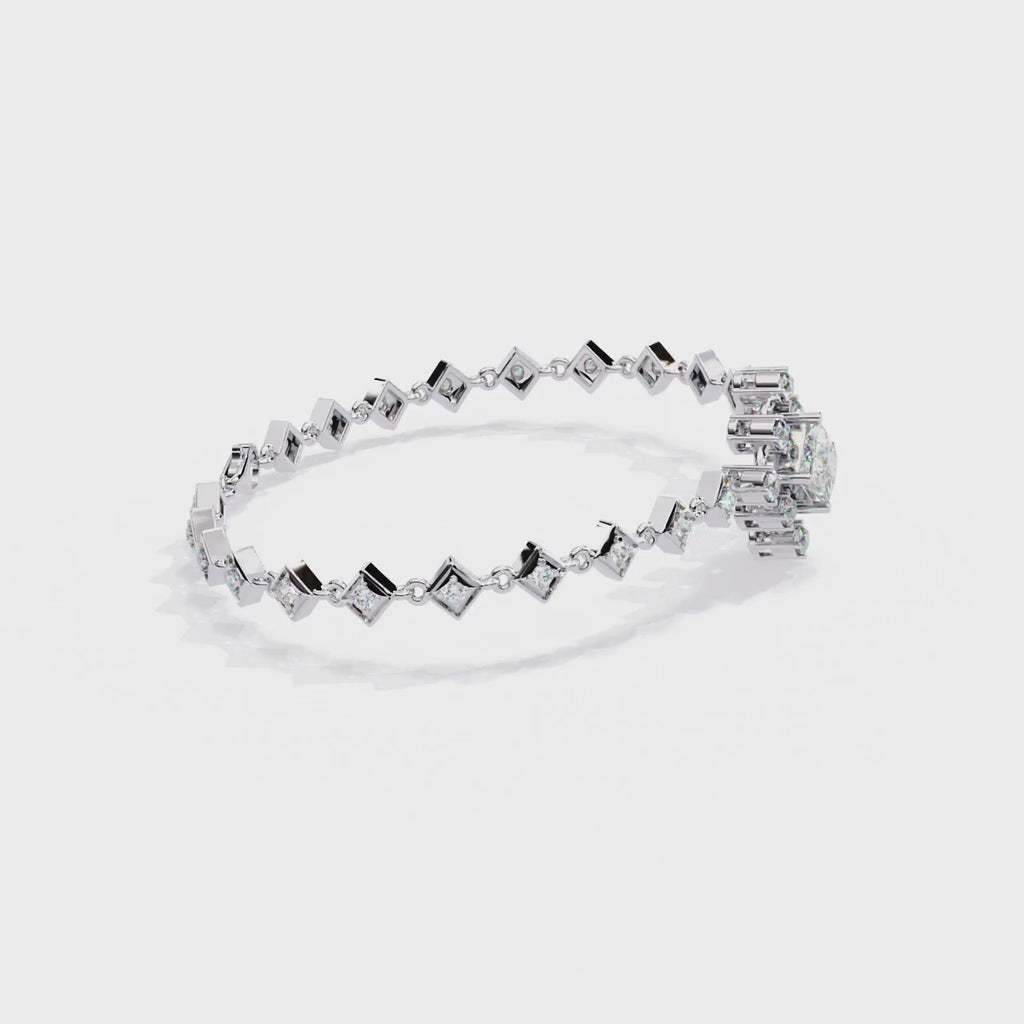 Geometric Elegant Diamond Bracelet – Princess and Round Cut Lab Created Diamond Bracelet – Lustraa’s Diamond Bracelet