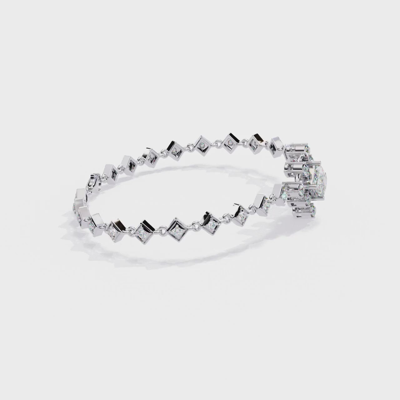 Geometric Elegant Diamond Bracelet – Princess and Round Cut Lab Created Diamond Bracelet – Lustraa’s Diamond Bracelet