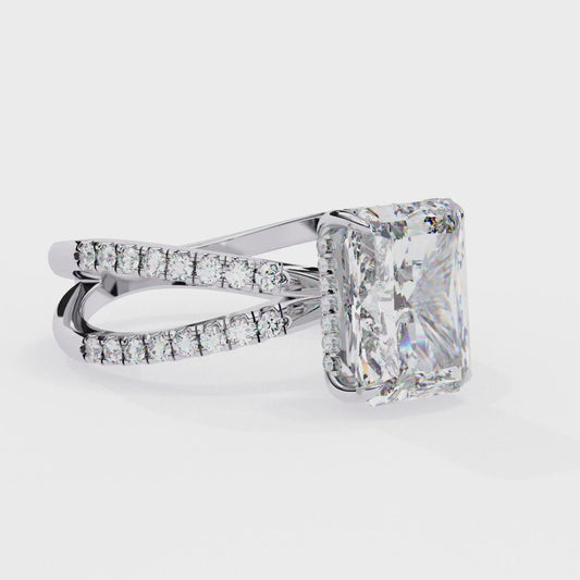 2.47 Carat Radiant Cut Diamond Engagement Ring – Hidden Halo Criss Cross Band Lab Grown Diamond Ring - Lustraa’s Criss Cross Ring