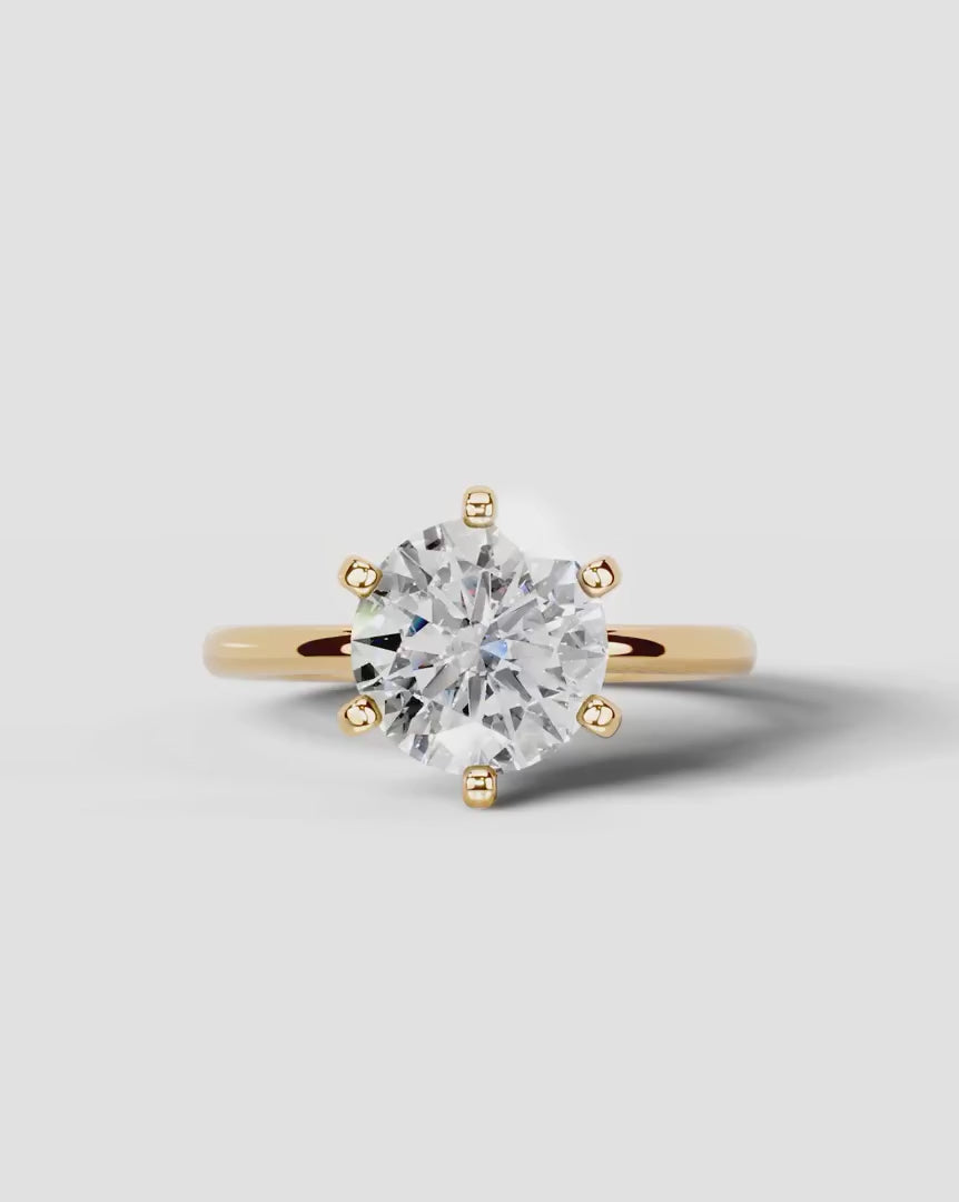 2 Carat Lab Grown Round Cut Diamond Six-Prong Solitaire Ring