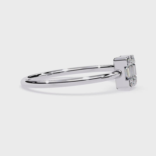 Round and Baguette Solitaire Ring – Minimalist Diamond Ring – Lustraa’s Solitaire Ring