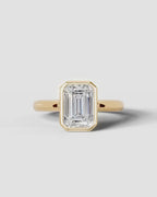 2 Carat Lab Grown Emerald Cut Diamond Bezel Set Solitaire Ring