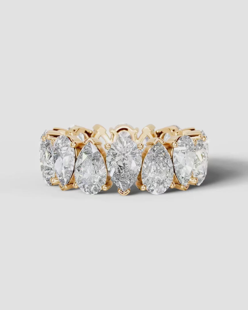 Lab Grown Diamond Alternating Pear Cut Eternity Wedding Band Ring