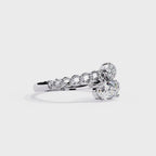Oval Cut Diamond Engagement Ring – Lab Grown Diamond with Chain Link Design & Pavé Setting - Modern Luxury Ring  - Lustraa’s Open Band Ring