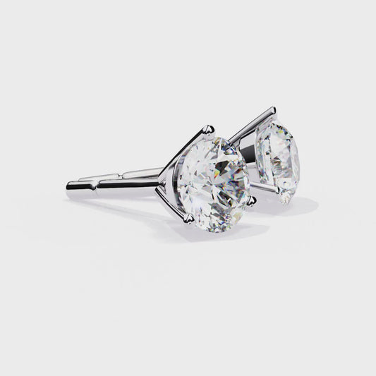 2.57 Carat Lab Grown Diamond Stud Earrings – Round Brilliant Cut – 3-Prong Setting –Lustraa’s Diamond Earrings
