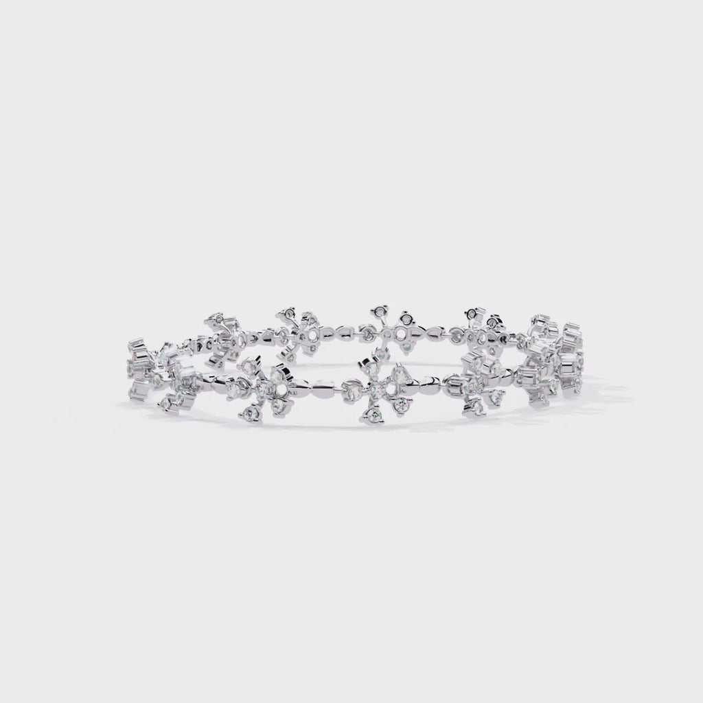 Floral Lab Grown Diamond Bracelet – Flower Motif Daimond Bracelet – Sustainable Diamond Jewelry – Lustraa’s Floral Bracelet
