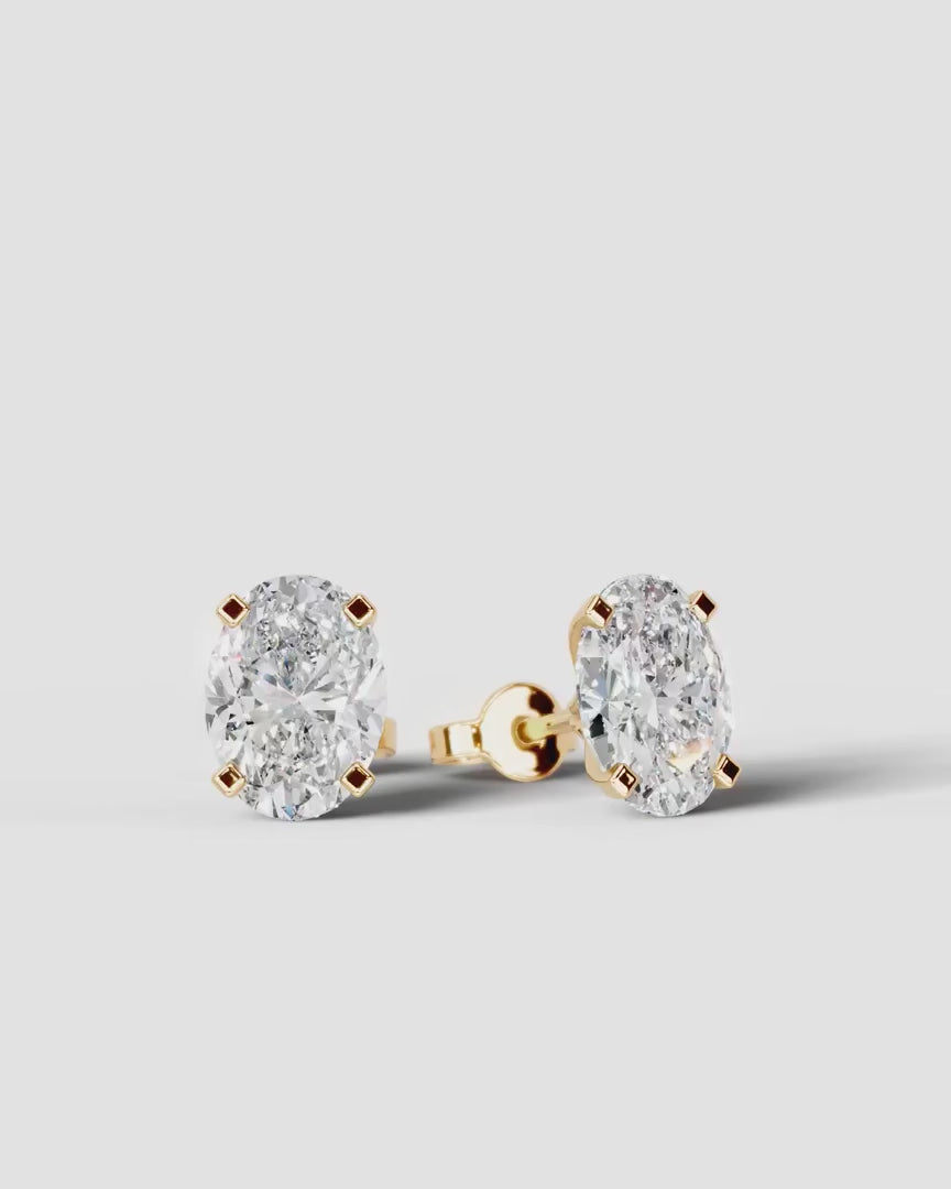 Lab Grown Diamond Grace Contour Oval Solitaire Stud Earrings