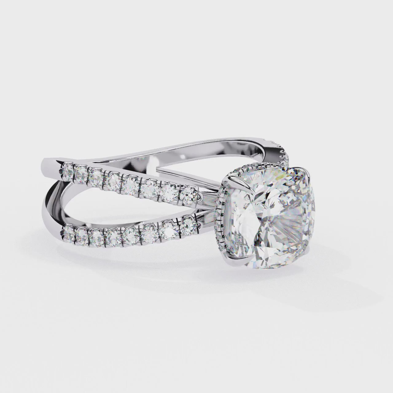 Cushion Square Diamond Engagement Ring – 2.09 CT Lab Grown Hidden Halo Ring with Criss Cross Band - Lustraa’s Criss Cross Ring