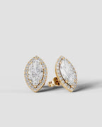 Lab Grown Diamond Crown Marquise Halo Stud Earrings