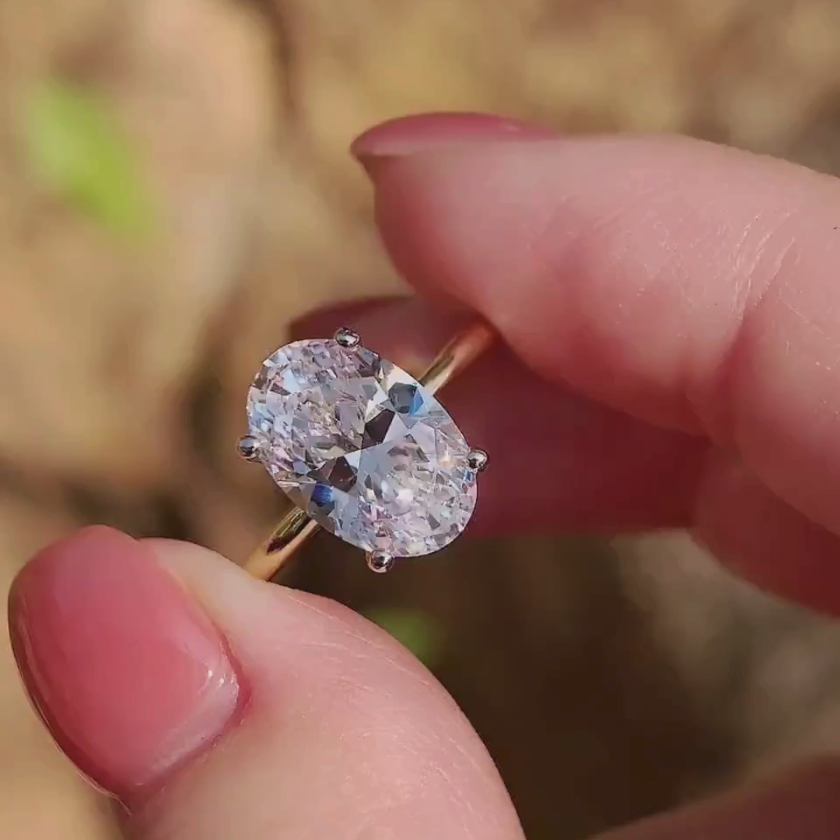 Oval Cut Lab Grown Diamond Solitaire Engagement Ring – Classic Oval Diamond Ring in Gold – Lustraa’s Elegant Oval Solitaire