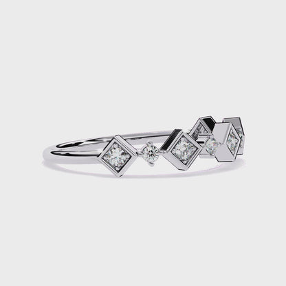 Geometric Lab Grown Diamond Ring – Unique Modern Half Eternity Band – Lustraa’s Eternity Ring